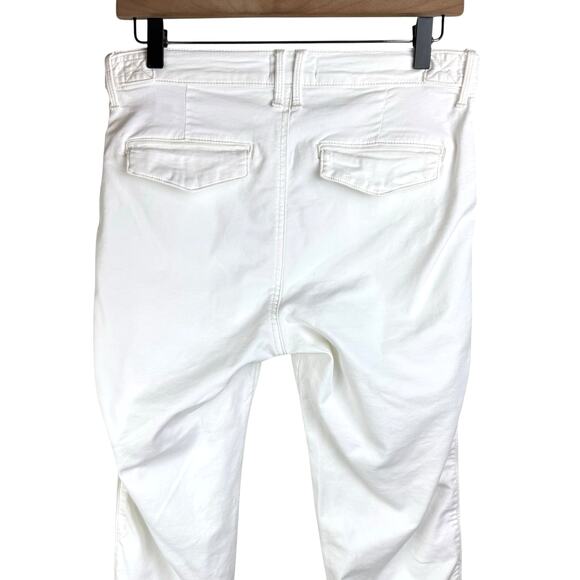 Pistola White Stretch Denim Patch Pocket High Rise Cropped Skinny Pants - Picture 4 of 9